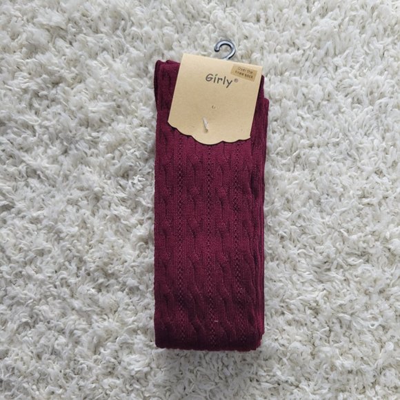 Thigh High Socks Extra Long Cable Knit Over The Knee Socks Stretchy Socks Red - Picture 2 of 13